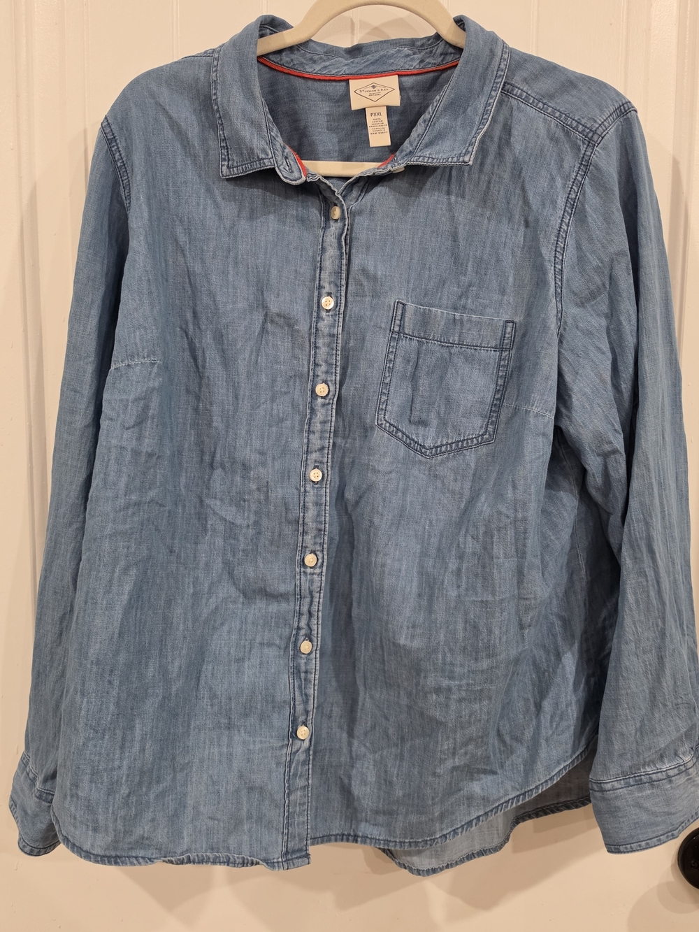 Women's St. John's Bay Light Blue Denim Button-Up Shirt Size: PXXL